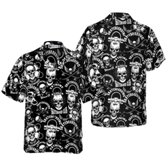 Skateboard Emblems In Monochrome Style Hawaiian Shirt - Hyperfavor