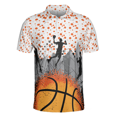 3D Basketball Sporty Pattern Polo Shirt, Best Basketball Themed Polo Style Shirt For Adults, Basketball Gift Idea - Hyperfavor
