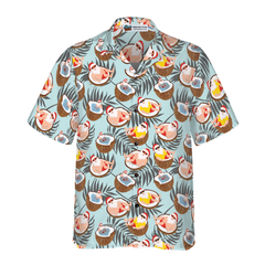 Hyperfavor Christmas Hawaiian Shirts, Santa With Coconut Shirt Short Sleeve, Christmas Shirt Idea Gift For Men And Women - Hyperfavor