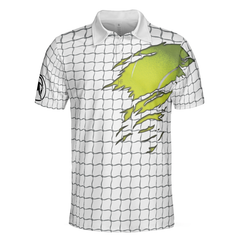 Tennis Polo Shirt, Check Pattern Short Sleeve Tennis Print Shirt, Gift For Stylish Tennis Players - Hyperfavor