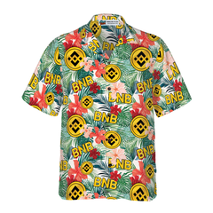 Binance Coin Tropical Flower Hawaiian Shirt - Hyperfavor