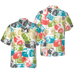 Vintage Hand Drawn Cameras Hawaiian Shirt - Hyperfavor