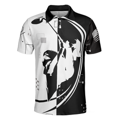American Golfer Hard Swing US Flag Polo Shirt, Black And White American Flag Polo Shirt, Best Golf Shirt For Men - Hyperfavor