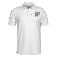 Playing Golf In My Head While Listening To My Wife Polo Shirt For Men, Black And White Astronaut Golfer Polo Shirt - Hyperfavor