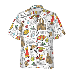 I Love Spain Doodle Hawaiian Shirt - Hyperfavor