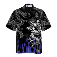 Dragon With Blue Flame Hawaiian Shirt - Hyperfavor