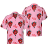 Seamless Red Devil Face Hawaiian Shirt - Hyperfavor