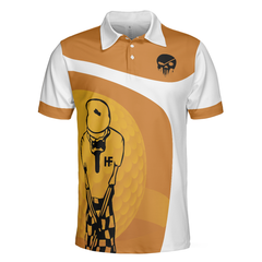 Your Hole Is My Goal Skull Polo Shirt, Light Brown Skeleton Golfer Polo Shirt, Best Golf Shirt For Men - Hyperfavor