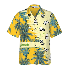 Panda Yellow Tropical Custom Hawaiian Shirt - Hyperfavor