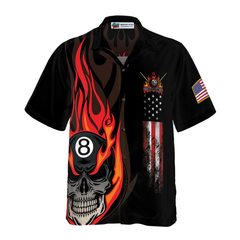 Flame Skull Billiard Pool Hawaiian Shirt - Hyperfavor