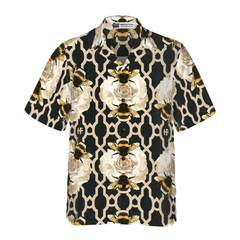 Golden Roses & Bees Hawaiian Shirt - Hyperfavor