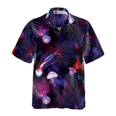 Bright Night Galaxy With Jellyfishes Hawaiian Shirt - Hyperfavor