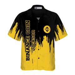 Binance Coin Black And Yellow Custom Hawaiian Shirt - Hyperfavor
