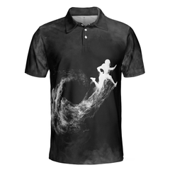 American Football On Smoke Black Theme Background Polo Shirt, Smoke Football Player Polo Shirt, Best Football Shirt For Men - Hyperfavor