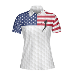 Premium American Golfer Female Version Short Sleeve Women Polo Shirt, American Flag Golf Shirt For Ladies, Cool Female Golf Gift - Hyperfavor