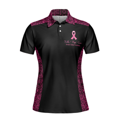 Faith Hope Love Angel Wings Breast Cancer Awareness Short Sleeve Women Polo Shirt, Pink Awareness Ribbon Polo Shirt For Ladies - Hyperfavor