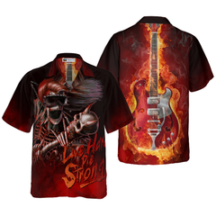 Live Hard Die Strong Burning Guitar Hawaiian Shirt - Hyperfavor