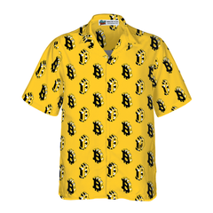 Isometric Bitcoin Cryptocurrency Hawaiian Shirt - Hyperfavor