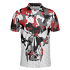Red And White Camouflage Golf Set Skull Short Sleeve Polo Shirt, Camo Golf Shirt For Men - Hyperfavor