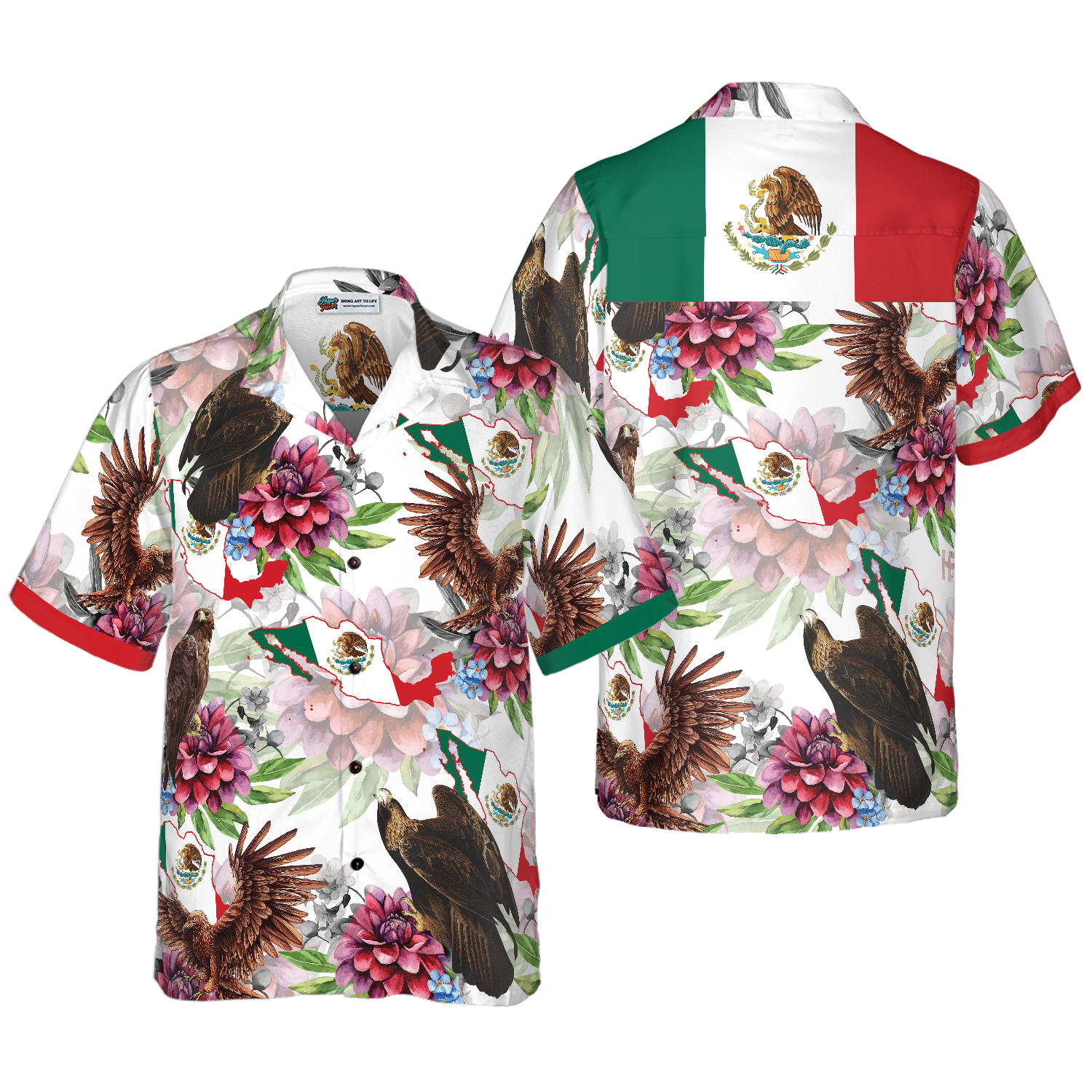 Mexico Proud Dahlia Golden Eagle Hawaiian Shirt - Hyperfavor