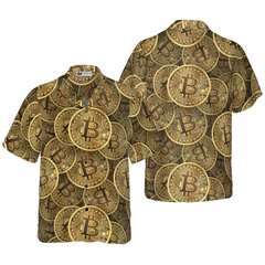 Realistic Seamless Bitcoin Cryptocurrency Hawaiian Shirt - Hyperfavor