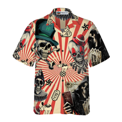 Circus Mysteries With Skull Magicians And Clowns Hawaiian Shirt - Hyperfavor