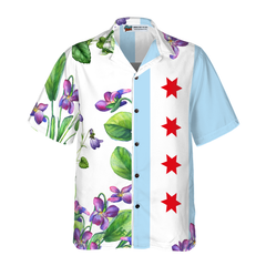 Chicago Flag Viola sororia Hawaiian Shirt - Hyperfavor