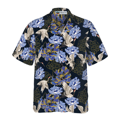 Japanese White Cranes Hawaiian Shirt - Hyperfavor
