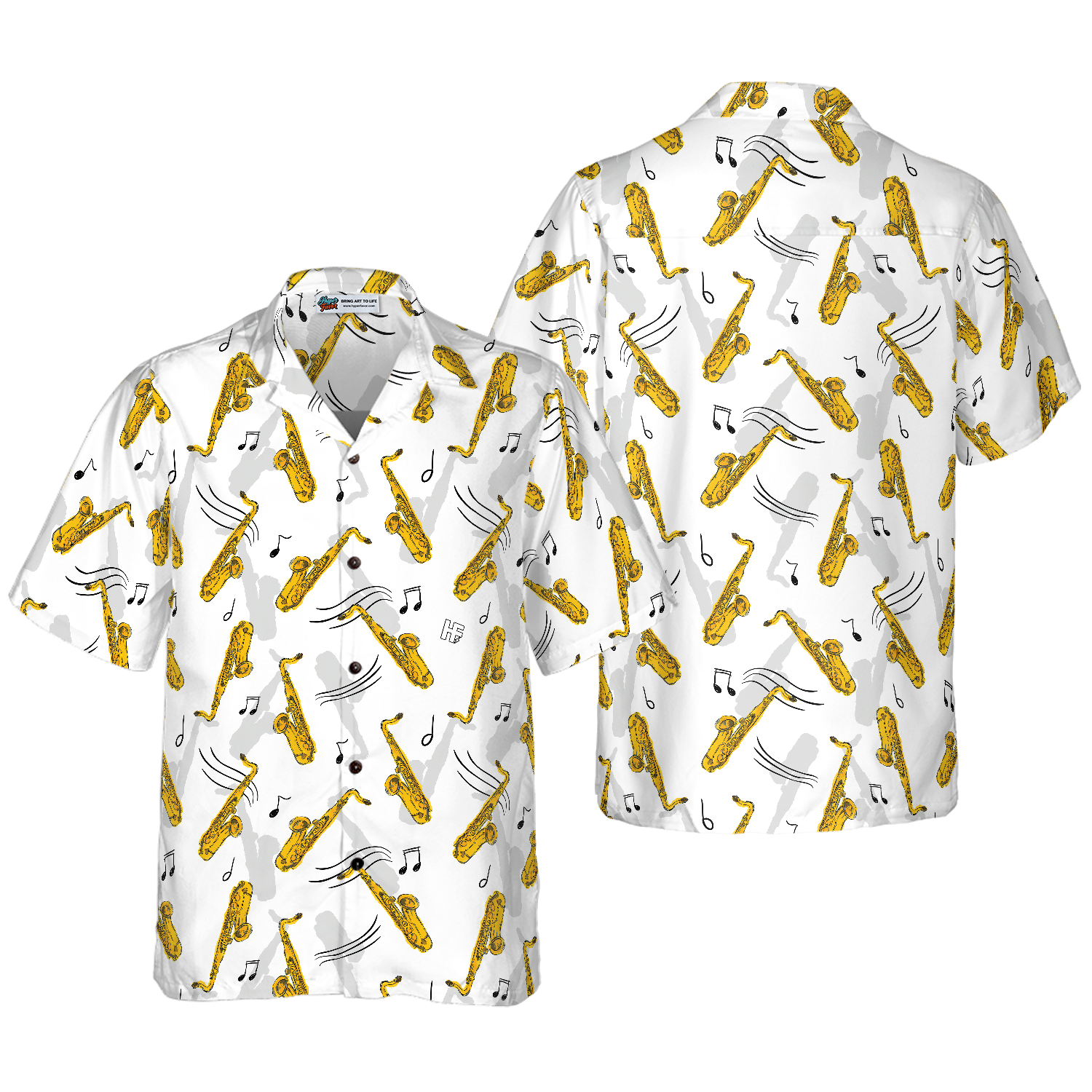 Saxophone Seamless Pattern Hawaiian Shirt - Hyperfavor