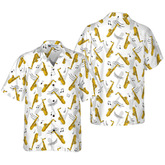 Saxophone Seamless Pattern Hawaiian Shirt - Hyperfavor