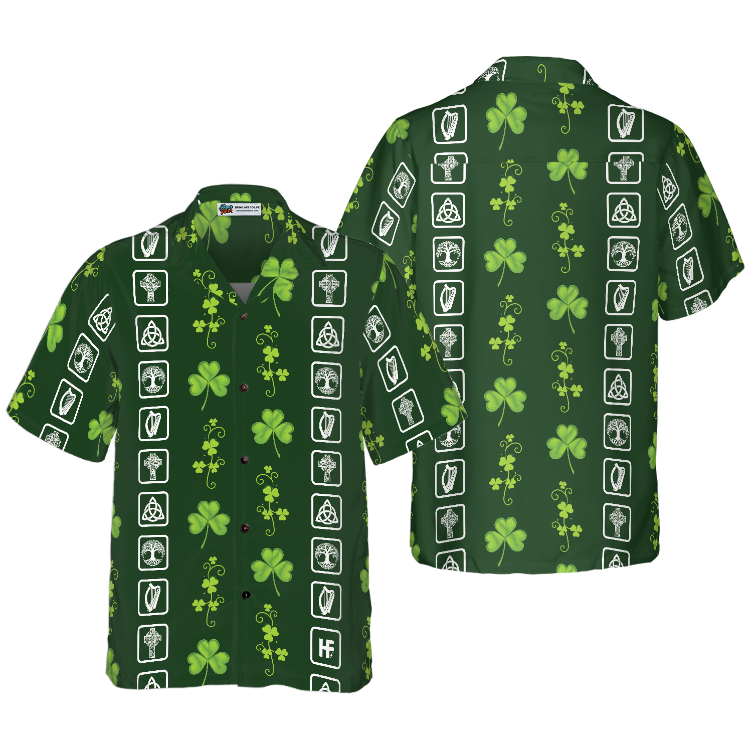 Shamrock Irish Symbols Hawaiian Shirt - Hyperfavor