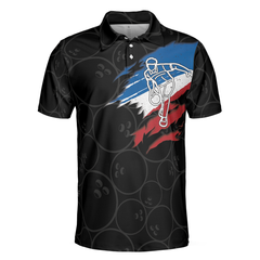 I Beat People With Three Fingers Bowling Polo Shirt, Black Polo Style Bowling Shirt For Men, Bowling Gift Idea - Hyperfavor