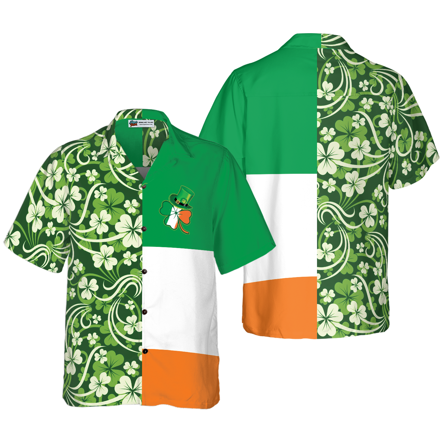 Shamrock With Flag Saint Patrick's Day Irish Ireland Hawaiian Shirt - Hyperfavor