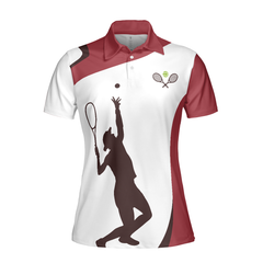 Living That Tennis Mom Life Short Sleeve Women Polo Shirt, White And Red Tennis Shirt For Ladies - Hyperfavor