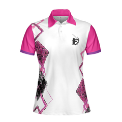 Housework Is For Women Who Don't Play Golf Short Sleeve Women Polo Shirt, White And Pink Argyle Pattern Golf Shirt For Ladies - Hyperfavor