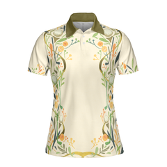 Golf Motif Cream Short Sleeve Women Polo Shirt - Hyperfavor