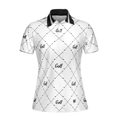 Golf In Black And White With Simple Golf Clubs Pattern Short Sleeve Women Polo Shirt, Basic Golf Shirt For Ladies - Hyperfavor