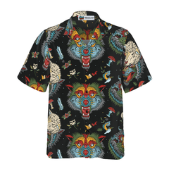 Old School Tattoo Art Wolf Hawaiian Shirt - Hyperfavor