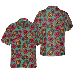 Retro Pineapple Skull Pattern Hawaiian Shirt - Hyperfavor