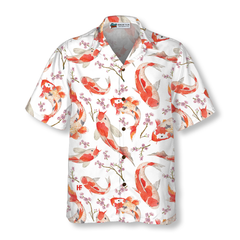 Koi Fish And Cherry Blossom Hawaiian Shirt - Hyperfavor