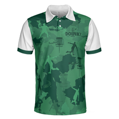 Camouflage Texture Doink Disc Golf Short Sleeve Polo Shirt, Disc Player Polo Shirt, Camo Disc Golf Shirt For Men - Hyperfavor