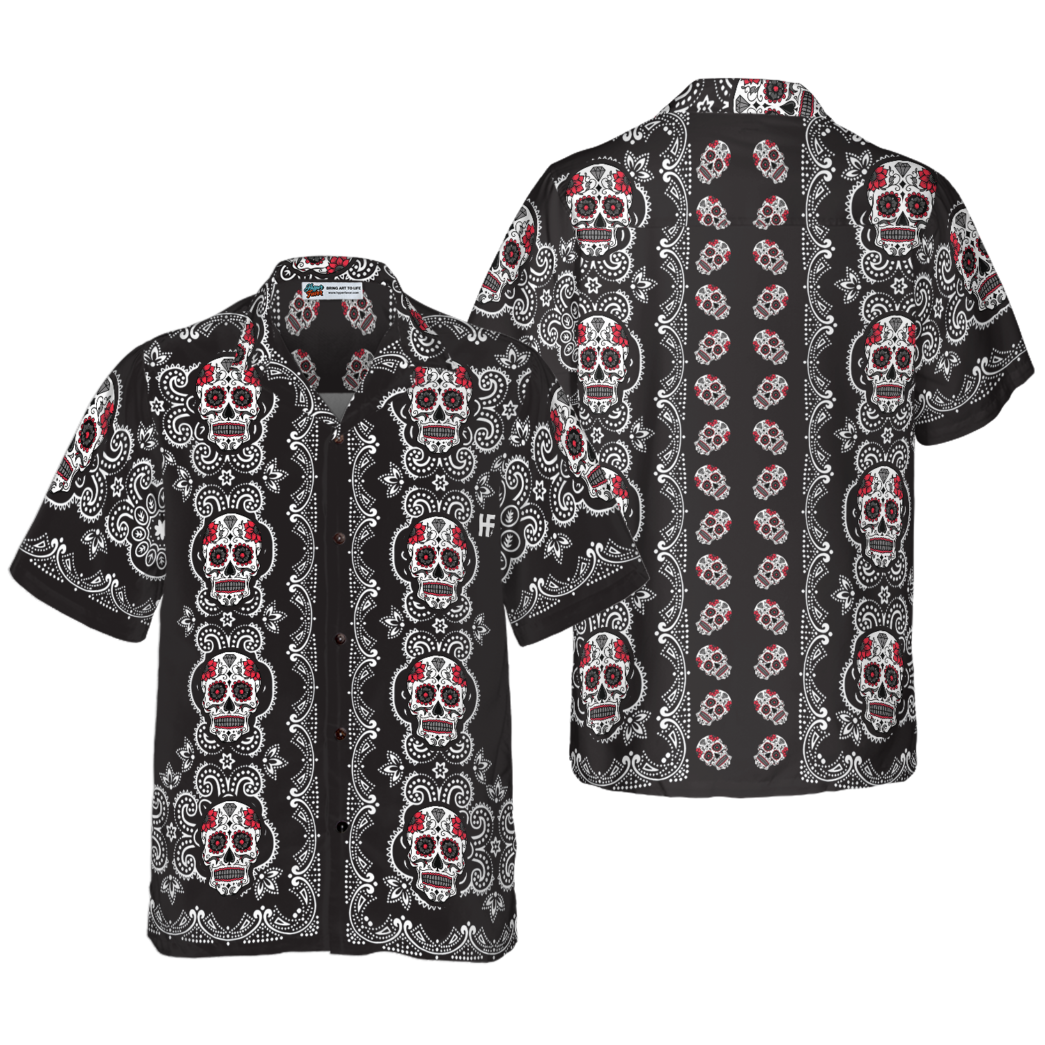 Sugar Skull Hawaiian Shirt - Hyperfavor
