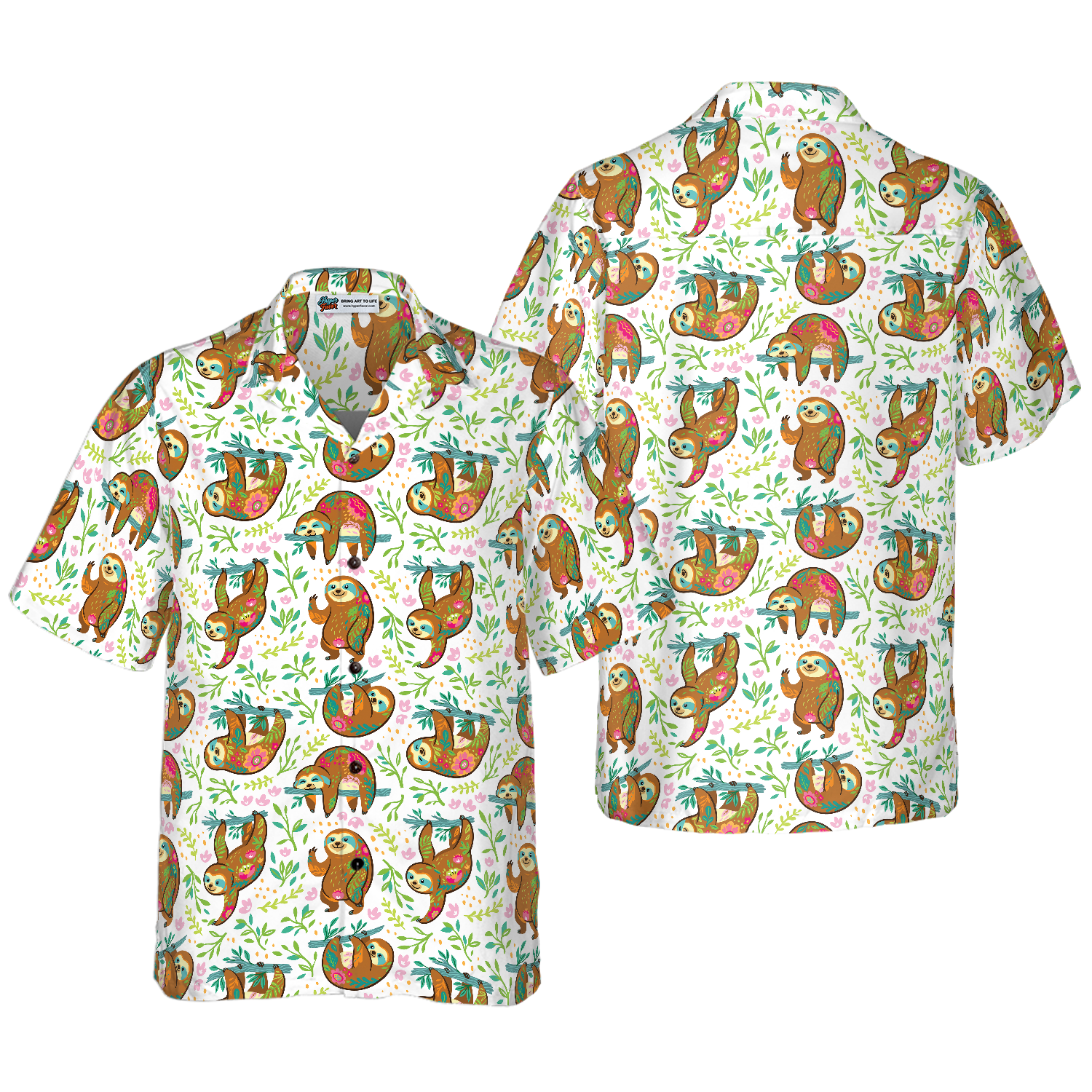 Sloth Flower Hawaiian Shirt - Hyperfavor