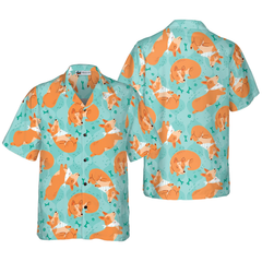 Sleeping Corgi Dreams About Bones Hawaiian Shirt - Hyperfavor