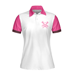 Don't Let Skirt Fool You Lacrosse Short Sleeve Women Polo Shirt, White And Pink Lacrosse Shirt For Ladies - Hyperfavor
