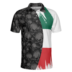 Tacos & Golf That's Why I Am Here Polo Shirt, Skull Pattern Golfing Shirt Design, Tacos Golf Shirt - Hyperfavor