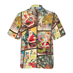 Hyperfavor Christmas Hawaiian Shirts For Men and Women, Santa Elf Gift Hawaiian Shirt Button Down Shirt Short Sleeve - Hyperfavor