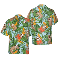 Sloth With Tropical Fruit Shirt For Men Hawaiian Shirt - Hyperfavor