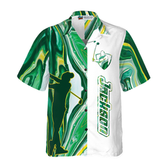 Personalized Green Fluid Art Golf Custom Hawaiian Shirt - Hyperfavor