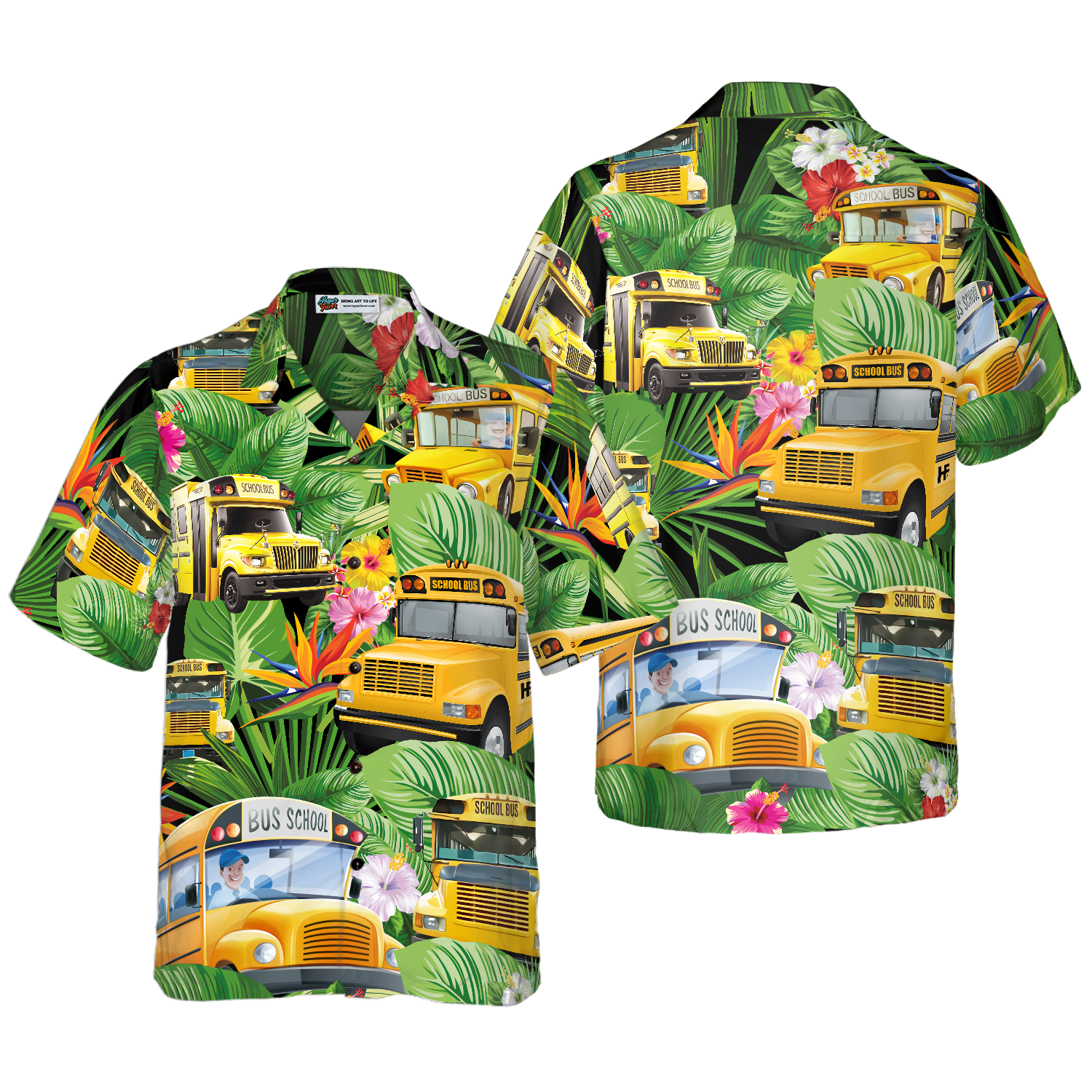 School Buses Hawaiian Shirt - Hyperfavor